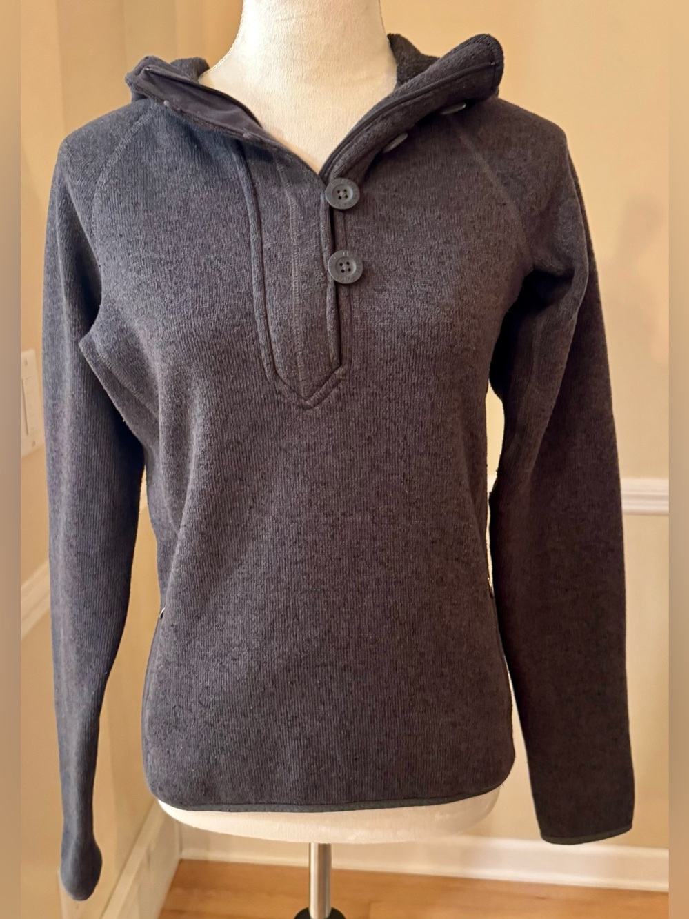 🛘🚵 The North Face Gray Sweater Fleece Hoodie Pullover Jacket S